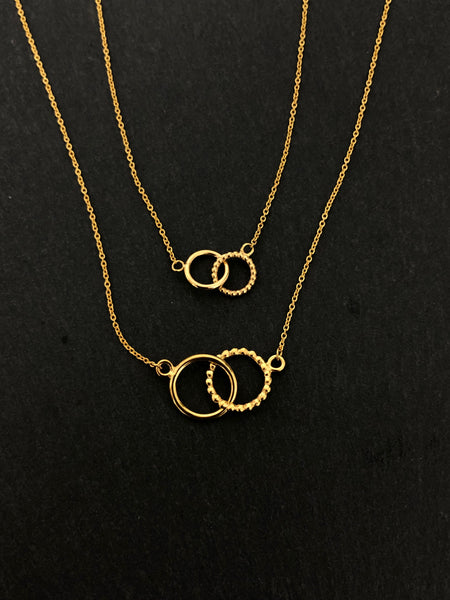 Interlocked Circles Necklace, Solid 18k Gold
