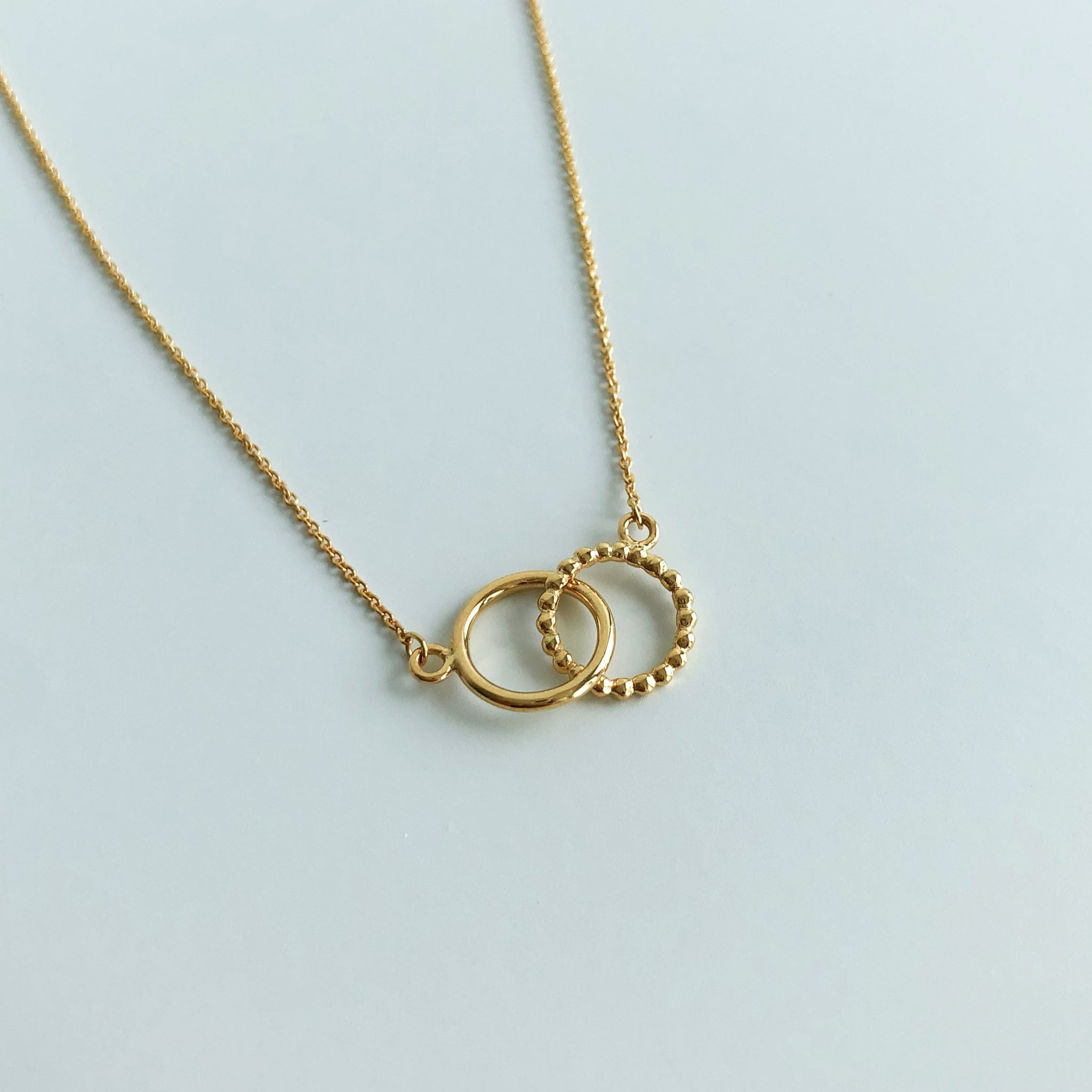 Interlocked Circles Necklace, Solid 18k Gold
