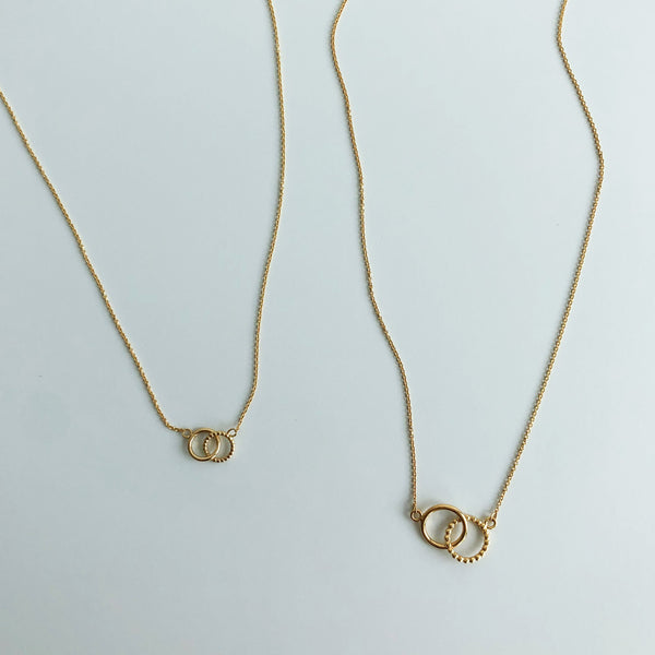 Interlocked Circles Necklace, Solid 18k Gold