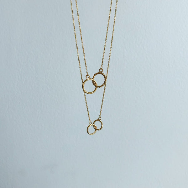 Interlocked Circles Necklace, Solid 18k Gold