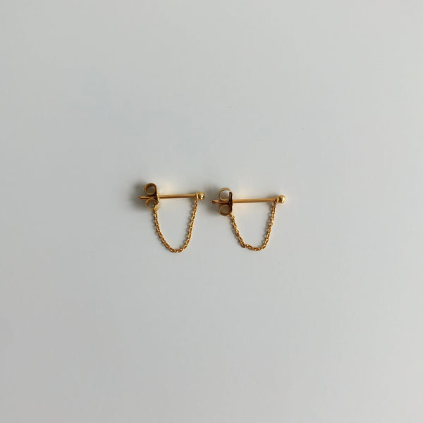 Chain Hoop Earrings, Solid 18k Gold