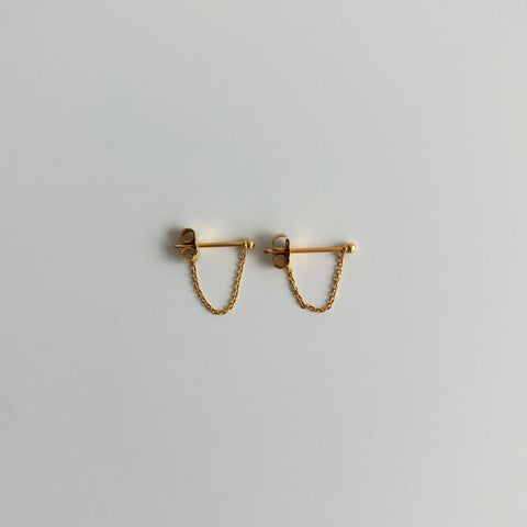 Chain Hoop Earrings, Solid 18k Gold