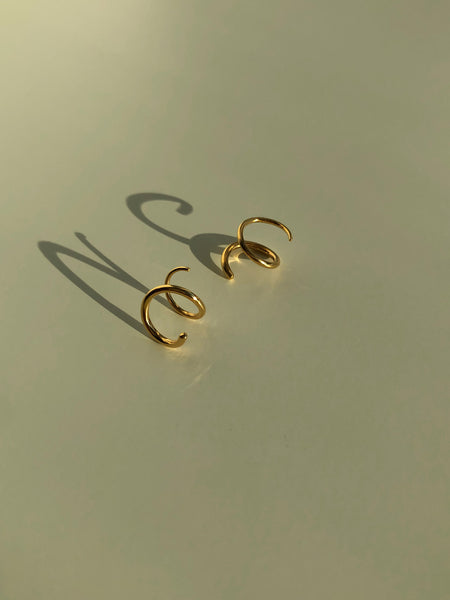 Spiral Insert Earrings, Solid 14k Gold, Single / Pair