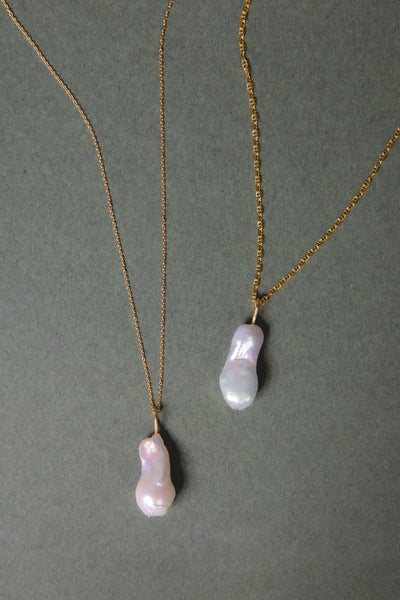 Baroque Pearl Pendant / Necklace, Solid Gold