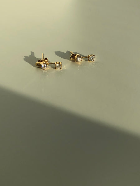 Diamond Stud Earrings & Diamond Floater Ear Jackets, Solid 14k Gold