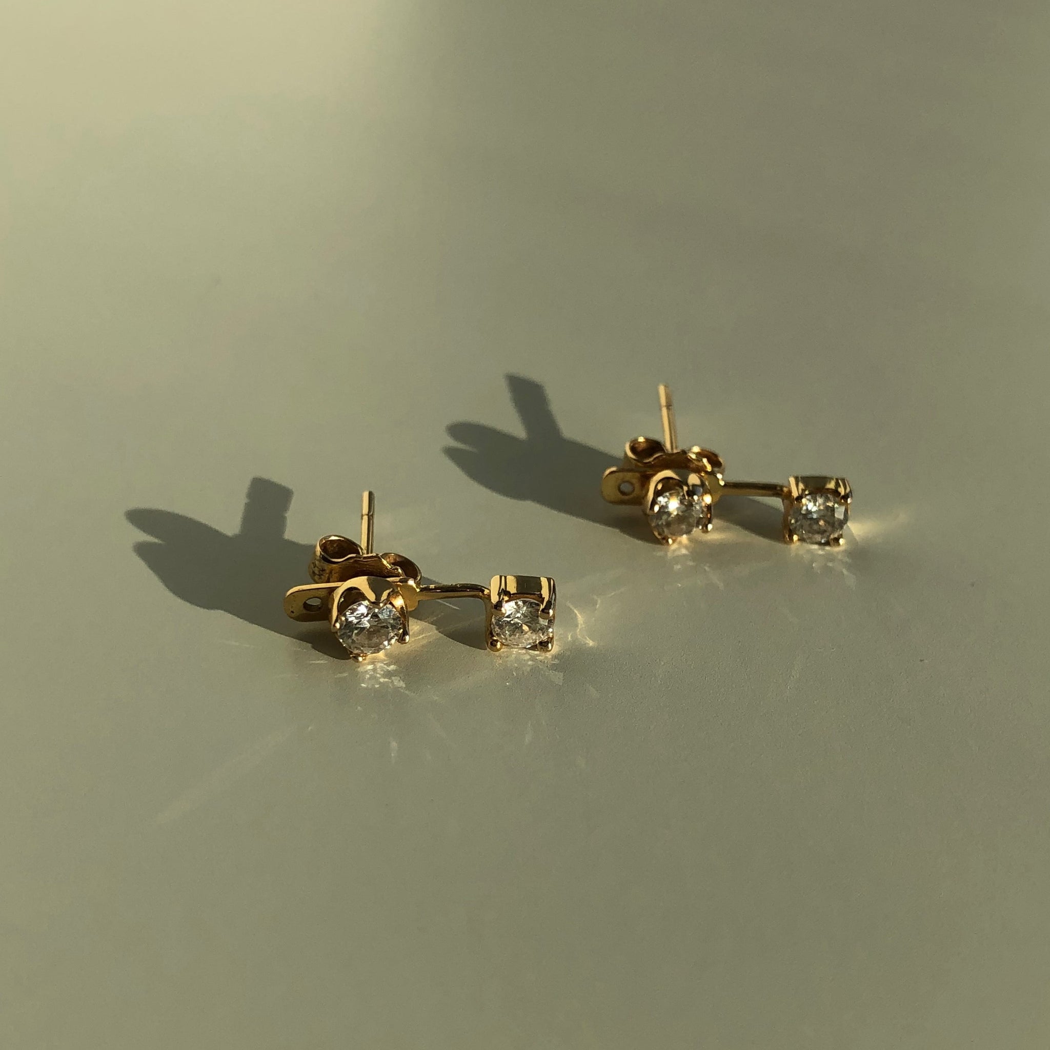 Diamond Stud Earrings & Diamond Floater Ear Jackets, Solid 14k Gold