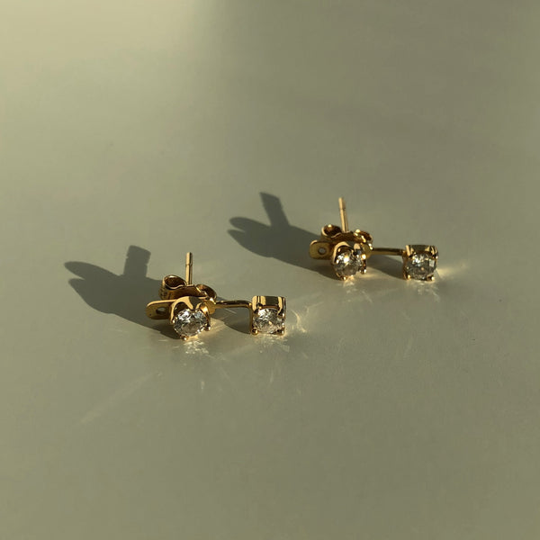 Diamond Stud Earrings & Diamond Floater Ear Jackets, Solid 14k Gold