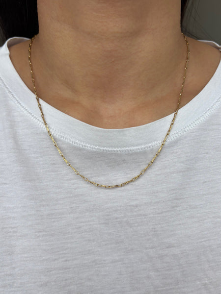 Everyday Pinched Link Chain Necklace / Bracelet, Solid 14k Gold