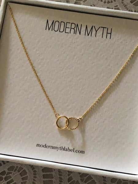 Interlocked Circles Necklace, Solid 18k Gold