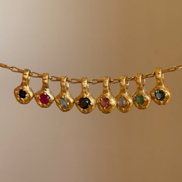 Stone on Molten Gold Pendant Necklace, Solid Gold | LIMITED
