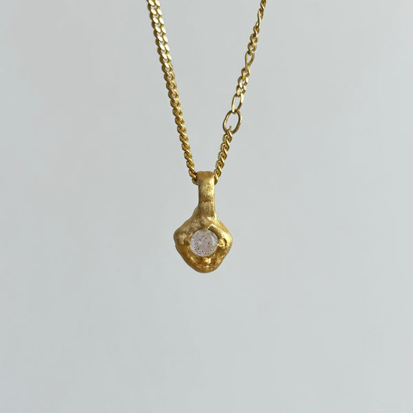 Stone on Molten Gold Pendant Necklace, Solid Gold | LIMITED