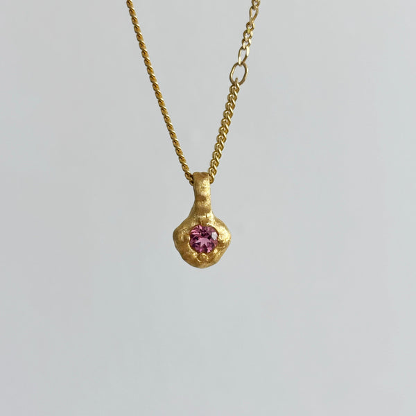 Stone on Molten Gold Pendant Necklace, Solid Gold | LIMITED