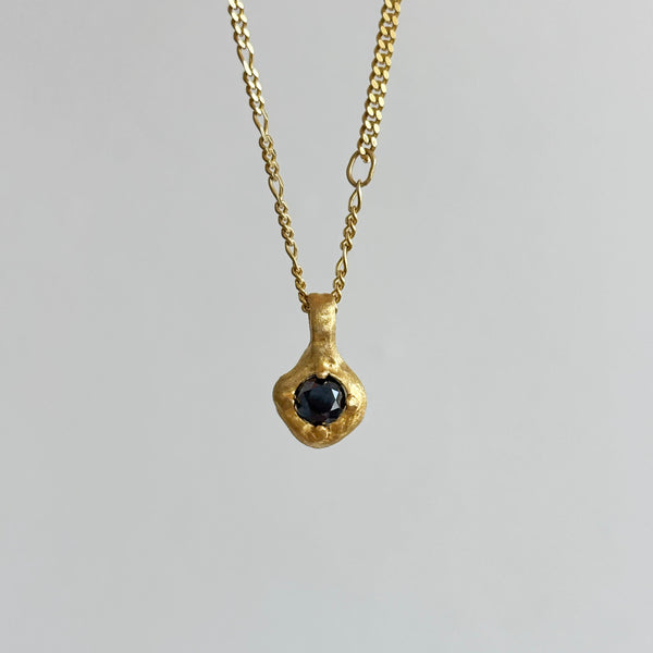 Stone on Molten Gold Pendant Necklace, Solid Gold | LIMITED