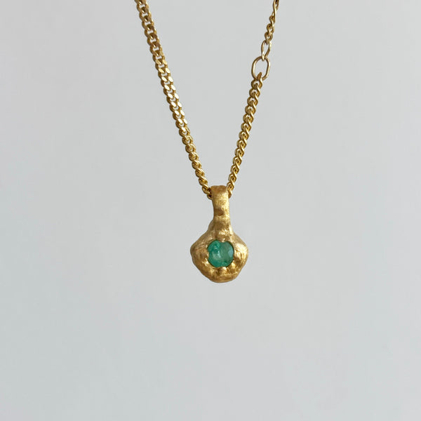 Stone on Molten Gold Pendant Necklace, Solid Gold | LIMITED