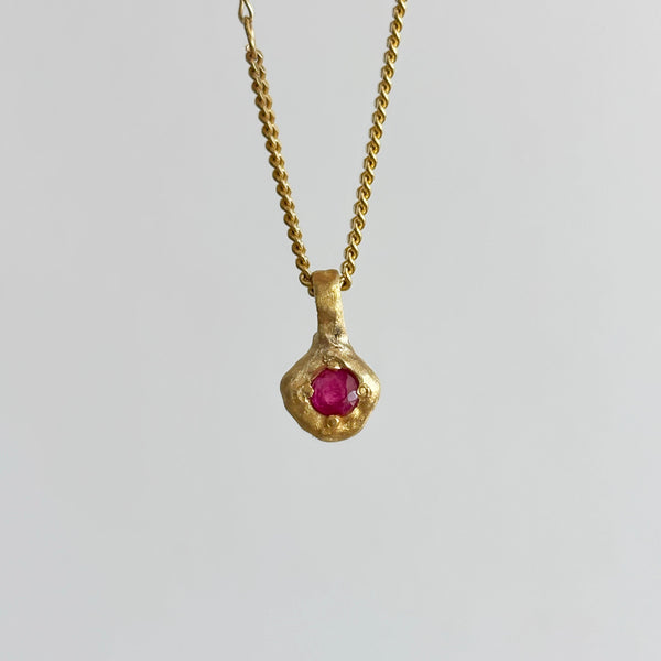Stone on Molten Gold Pendant Necklace, Solid Gold | LIMITED