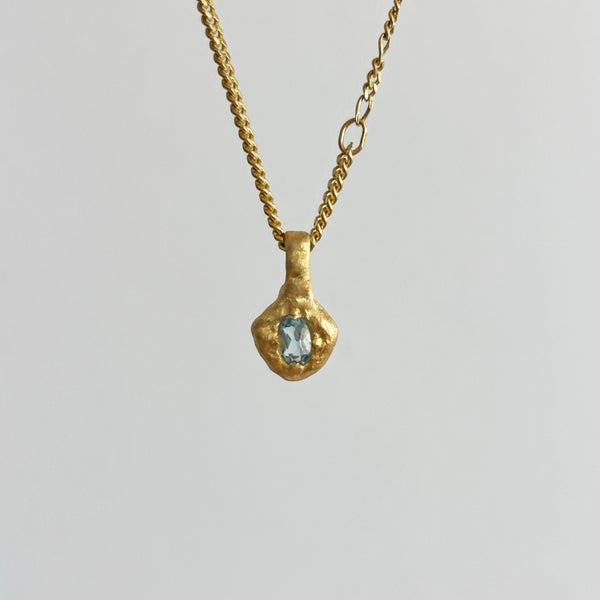 Stone on Molten Gold Pendant Necklace, Solid Gold | LIMITED