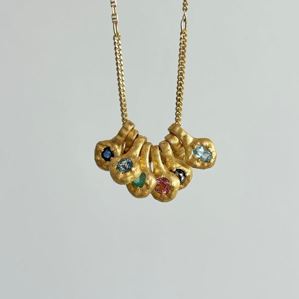 Stone on Molten Gold Pendant Necklace, Solid Gold | LIMITED