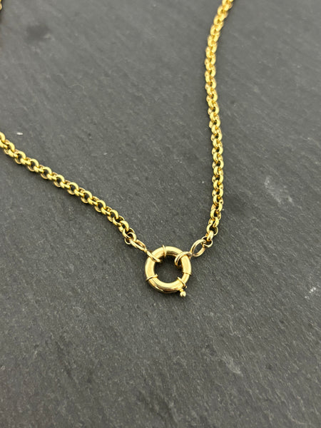 Chunky Round Rolo Chain with Sailor Clasp Necklace, Solid 14k Gold | LIMITED