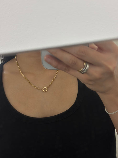 Chunky Round Rolo Chain with Sailor Clasp Necklace, Solid 14k Gold | LIMITED