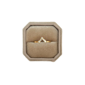 V Ring with Round and Baguette Diamonds, Solid 14k Gold
