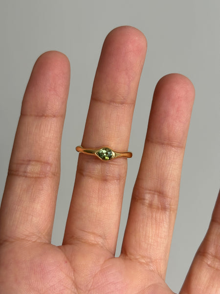 Fluid Ring with Stone No. 3 - Fat Pear Green Tourmaline (0.375 ct), Solid 14k Gold | ONE-OF-A-KIND