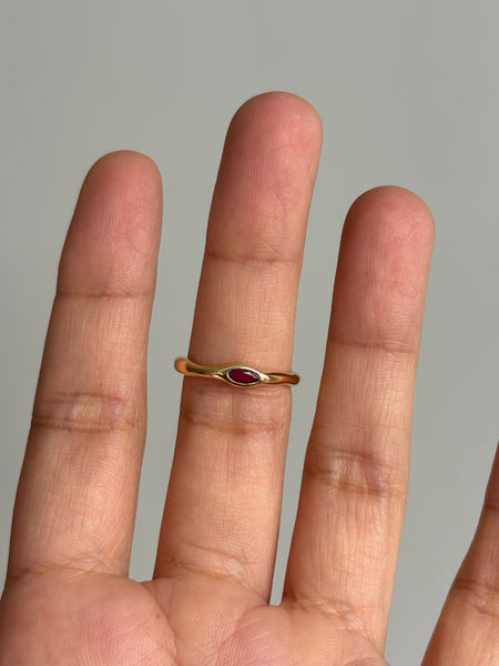 Fluid Ring with Stone No. 5 - Marquise Ruby (0.18 ct), Solid 14k Gold | ONE-OF-A-KIND