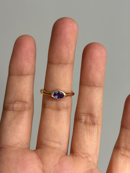 Fluid Ring with Stone No. 6 - Oval Tanzanite (0.49 ct), Solid 14k Gold | ONE-OF-A-KIND
