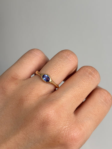 Fluid Ring with Stone No. 6 - Oval Tanzanite (0.49 ct), Solid 14k Gold | ONE-OF-A-KIND