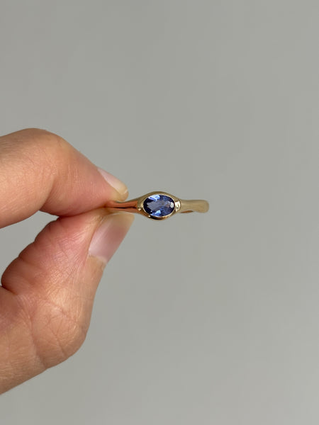 Fluid Ring with Stone No. 6 - Oval Tanzanite (0.49 ct), Solid 14k Gold | ONE-OF-A-KIND