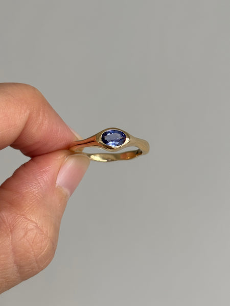 Fluid Ring with Stone No. 6 - Oval Tanzanite (0.49 ct), Solid 14k Gold | ONE-OF-A-KIND