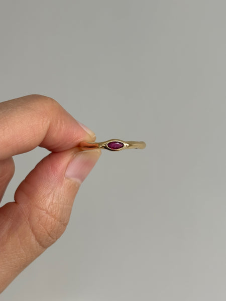 Fluid Ring with Stone No. 5 - Marquise Ruby (0.18 ct), Solid 14k Gold | ONE-OF-A-KIND