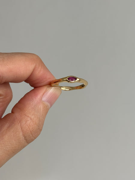 Fluid Ring with Stone No. 5 - Marquise Ruby (0.18 ct), Solid 14k Gold | ONE-OF-A-KIND