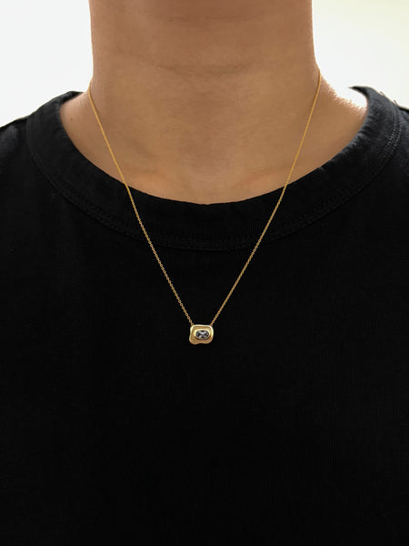 Stone on Gold Insert No. 10 Necklace - Gray Spinel, Solid Gold | ONE-OF-A-KIND