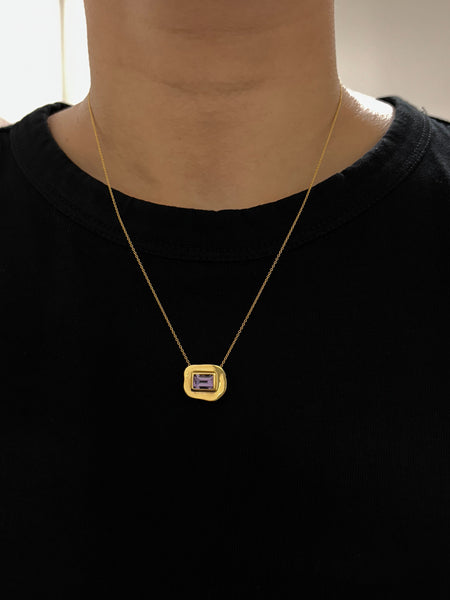 Stone on Gold Insert No. 6 Necklace - Amethyst, Solid Gold | ONE-OF-A-KIND