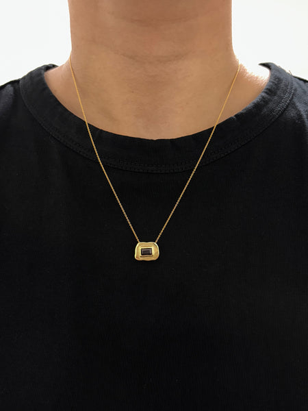 Stone on Gold Insert No. 7 Necklace - Garnet, Solid Gold | ONE-OF-A-KIND
