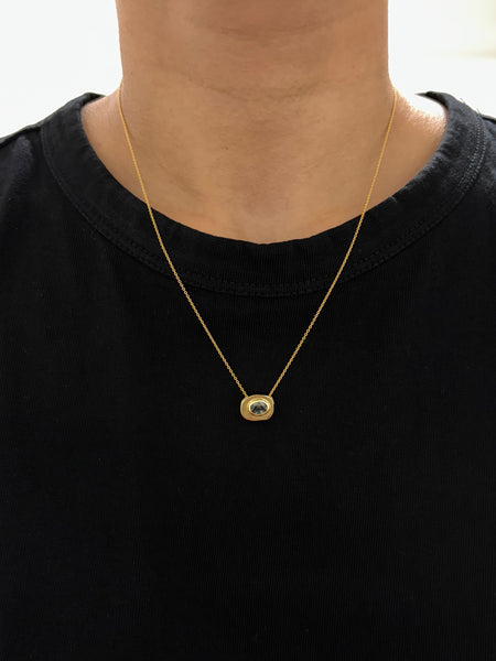 Stone on Gold Insert No. 9 Necklace - Green Sapphire, Solid Gold | ONE-OF-A-KIND