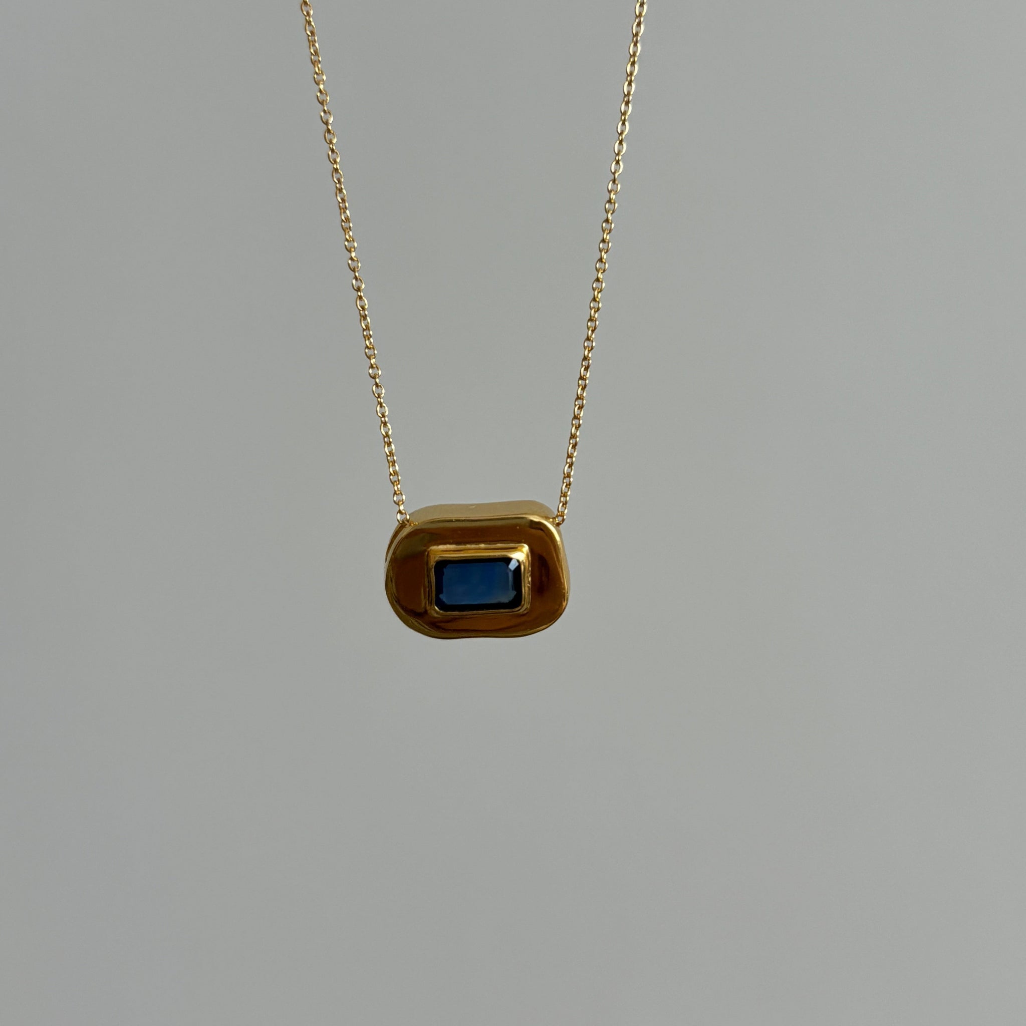 Stone on Gold Insert No. 1 Necklace - Teal Sapphire, Solid Gold | ONE-OF-A-KIND