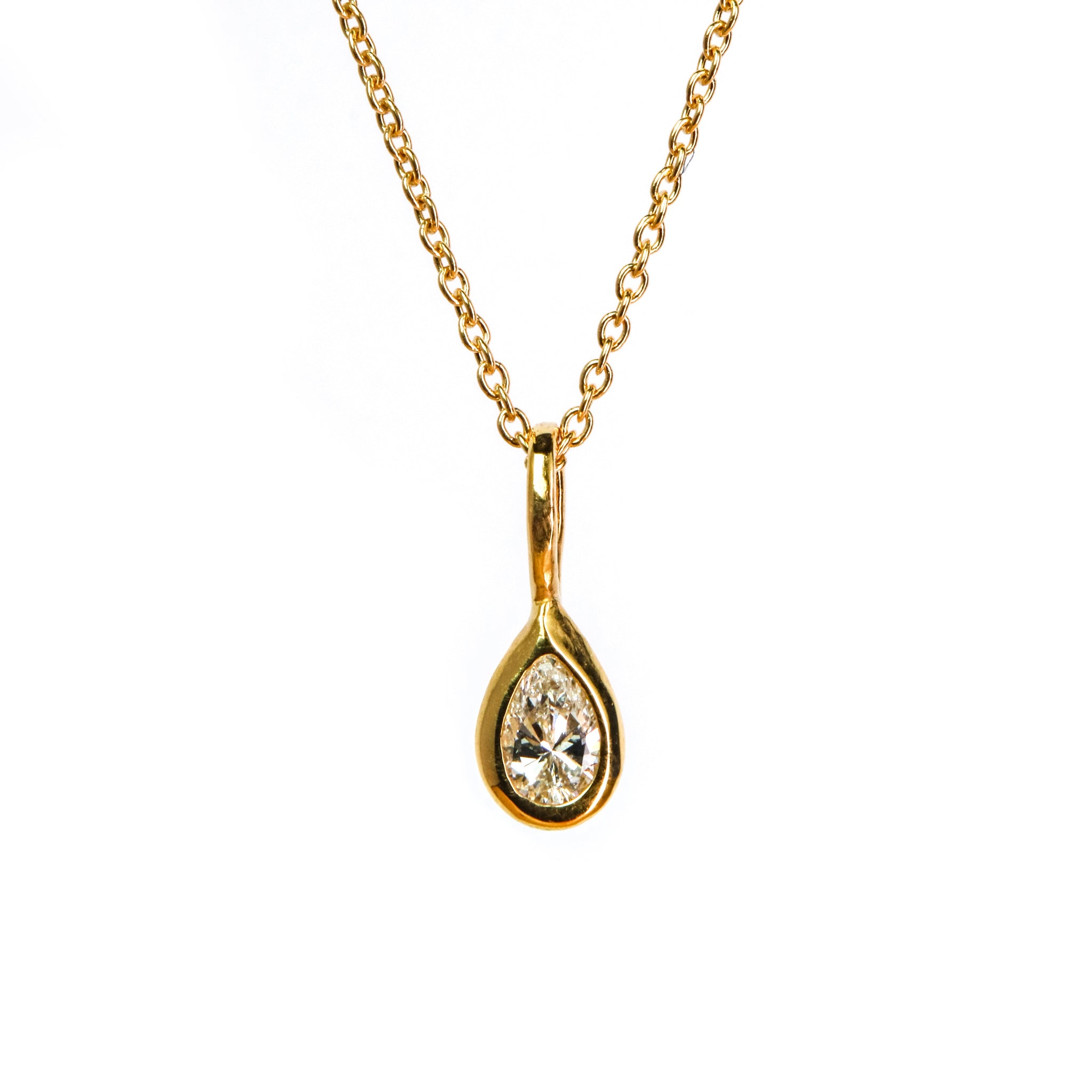Dewdrop Pendant Necklace - Diamond, Solid Gold | LIMITED
