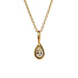 Dewdrop Pendant Necklace - Diamond, Solid Gold | LIMITED