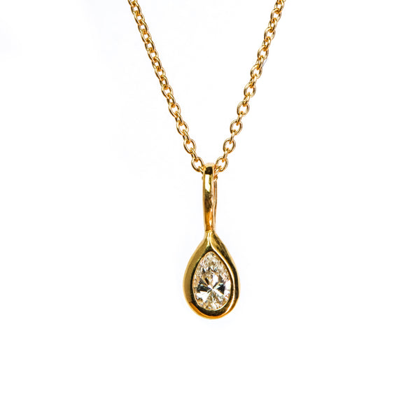 Dewdrop Pendant Necklace - Diamond, Solid Gold | LIMITED