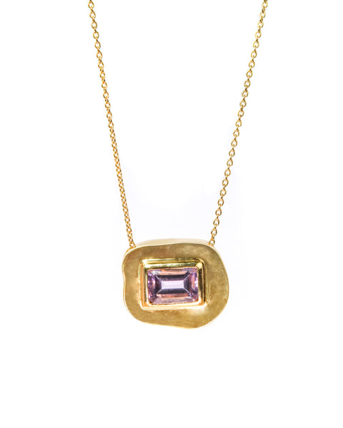Stone on Gold Insert No. 6 Necklace - Amethyst, Solid Gold | ONE-OF-A-KIND