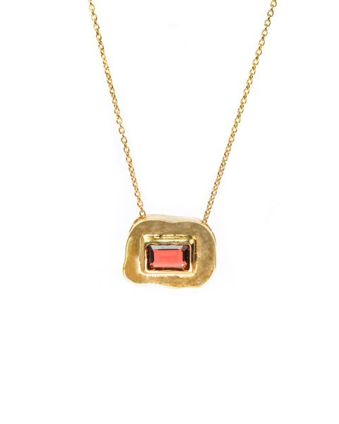Stone on Gold Insert No. 7 Necklace - Garnet, Solid Gold | ONE-OF-A-KIND