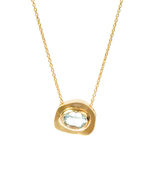 Stone on Gold Insert No. 8 Necklace - Aquamarine, Solid Gold | ONE-OF-A-KIND