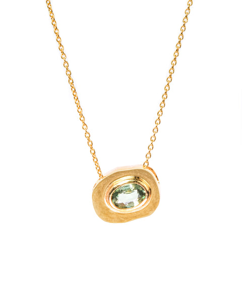 Stone on Gold Insert No. 9 Necklace - Green Sapphire, Solid Gold | ONE-OF-A-KIND