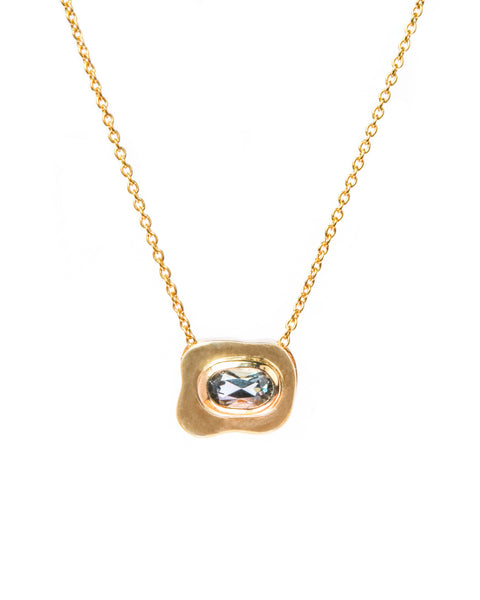 Stone on Gold Insert No. 10 Necklace - Gray Spinel, Solid Gold | ONE-OF-A-KIND
