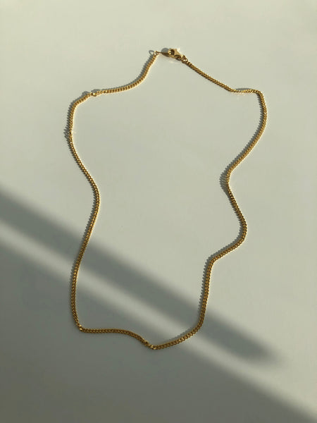 Everyday Petite Cuban Chain Necklace, Solid 18k Gold