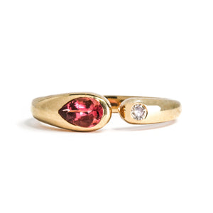 Open Embrace Ring with pear rose tourmaline and diamond by Modern Myth