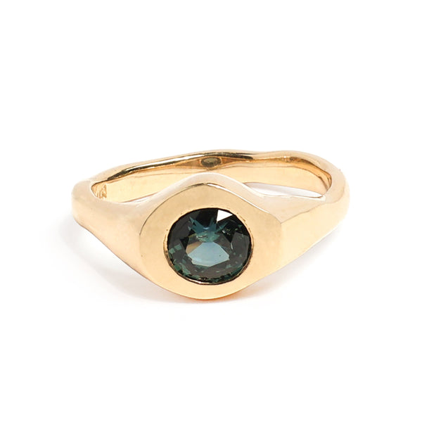 Fluid Ring with Stone No. 4 - Oval Teal Sapphire (1.07 ct Unheated), Solid 14k Gold | ONE-OF-A-KIND