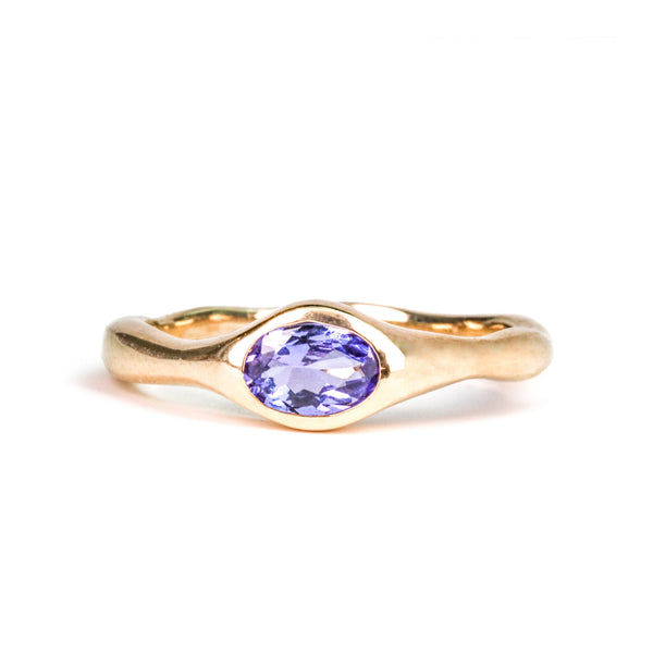 Fluid Ring with Stone No. 6 - Oval Tanzanite (0.49 ct), Solid 14k Gold | ONE-OF-A-KIND
