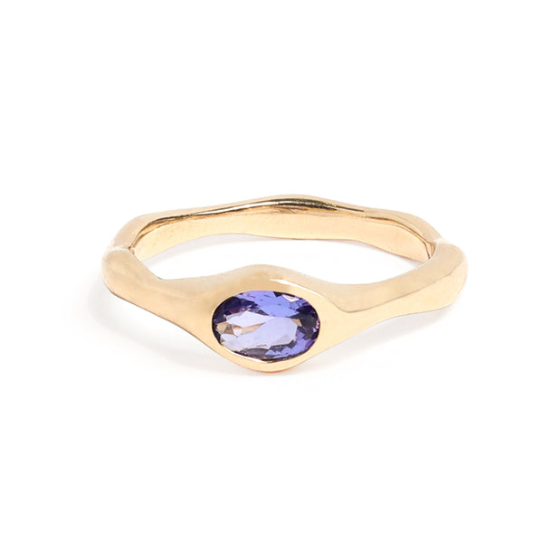 Fluid Ring with Stone No. 6 - Oval Tanzanite (0.49 ct), Solid 14k Gold | ONE-OF-A-KIND